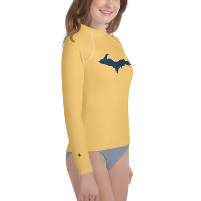 Michigan Upper Peninsula Rash Guard (w/ UP Outline) | Youth - Citrine