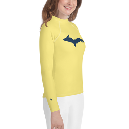 Michigan Upper Peninsula Rash Guard (w/ UP Outline) | Youth - Cherry Yellow