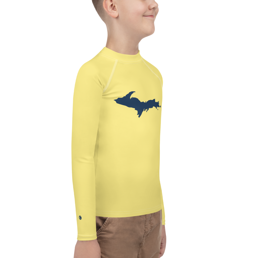 Michigan Upper Peninsula Rash Guard (w/ UP Outline) | Youth - Cherry Yellow