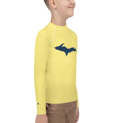 Michigan Upper Peninsula Rash Guard (w/ UP Outline) | Youth - Cherry Yellow