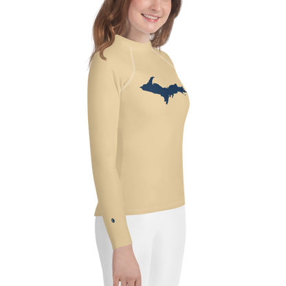 Michigan Upper Peninsula Rash Guard (w/ UP Outline) | Youth - Maple Color