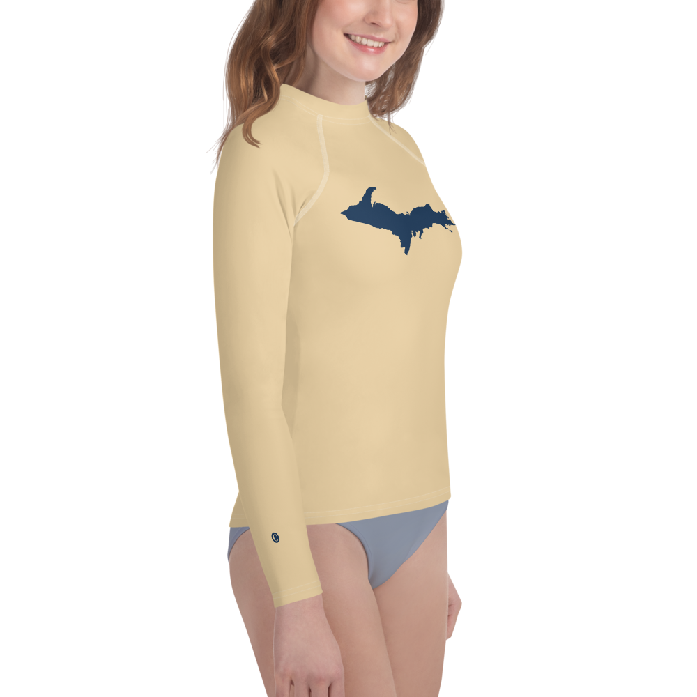 Michigan Upper Peninsula Rash Guard (w/ UP Outline) | Youth - Maple Color