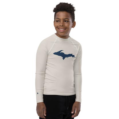 Michigan Upper Peninsula Rash Guard (w/ UP Outline) | Youth - Canvas Color