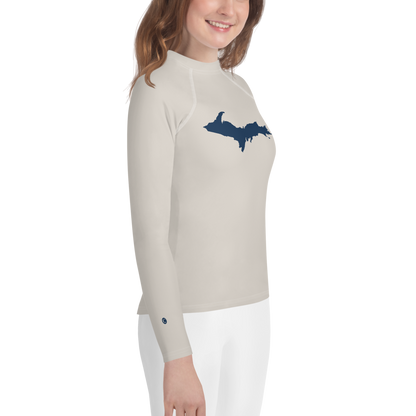 Michigan Upper Peninsula Rash Guard (w/ UP Outline) | Youth - Canvas Color