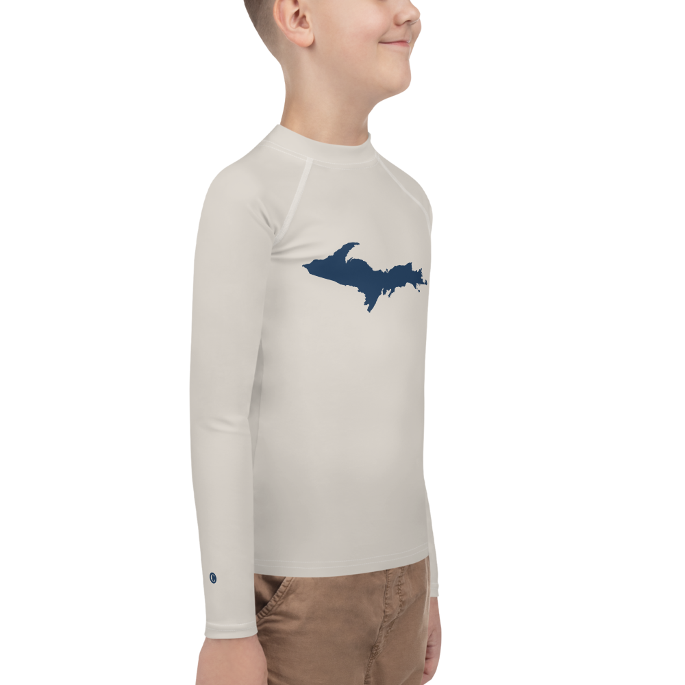 Michigan Upper Peninsula Rash Guard (w/ UP Outline) | Youth - Canvas Color