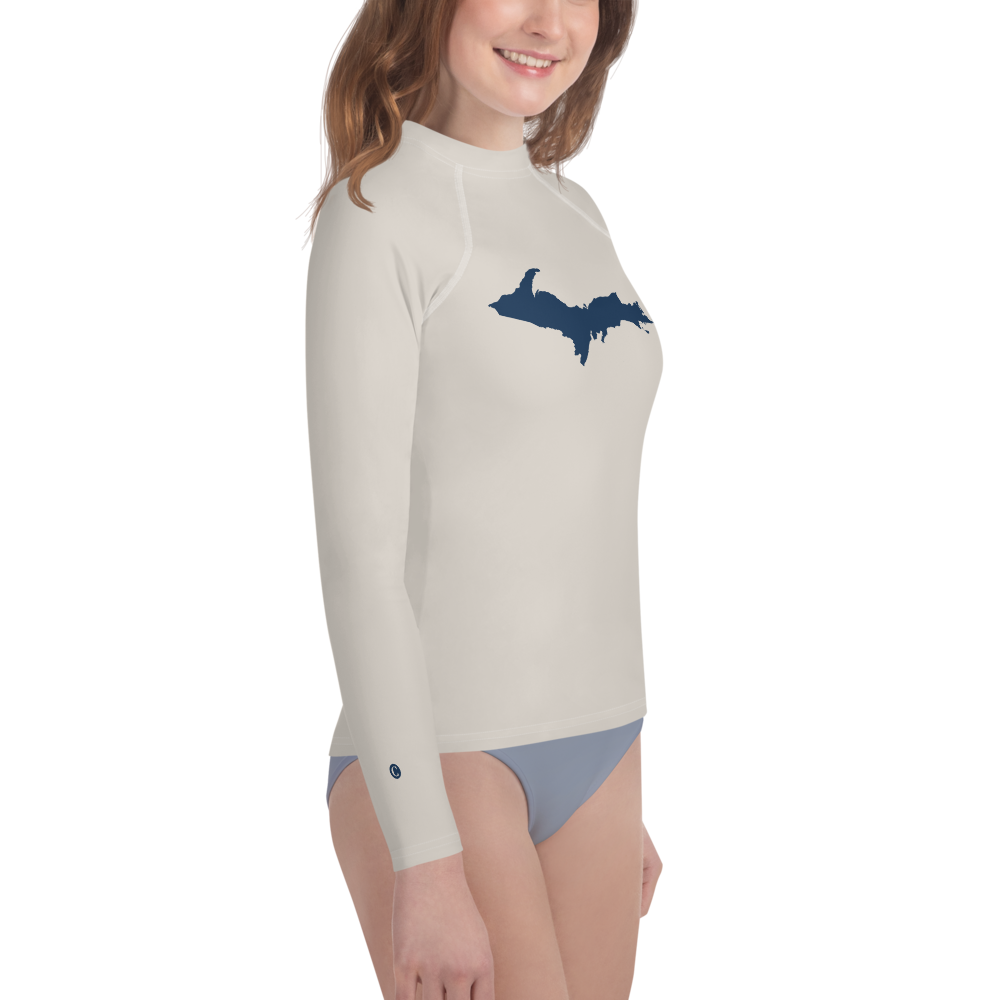 Michigan Upper Peninsula Rash Guard (w/ UP Outline) | Youth - Canvas Color