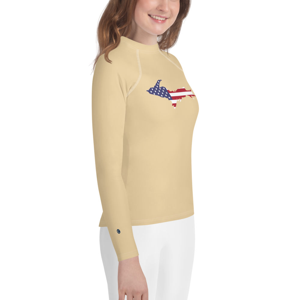 Michigan Upper Peninsula Rash Guard (w/ UP USA Flag) | Youth - Maple Color