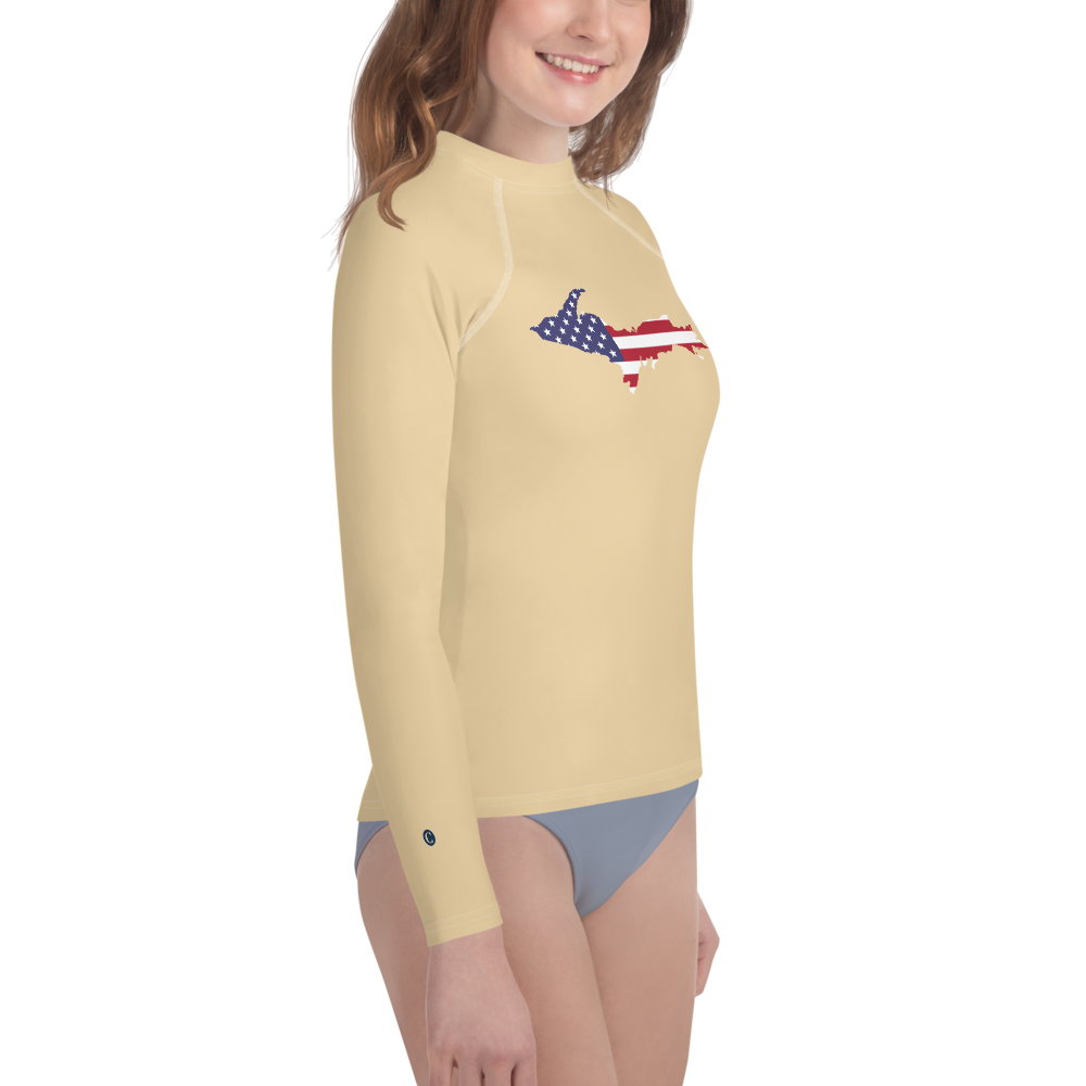 Michigan Upper Peninsula Rash Guard (w/ UP USA Flag) | Youth - Maple Color