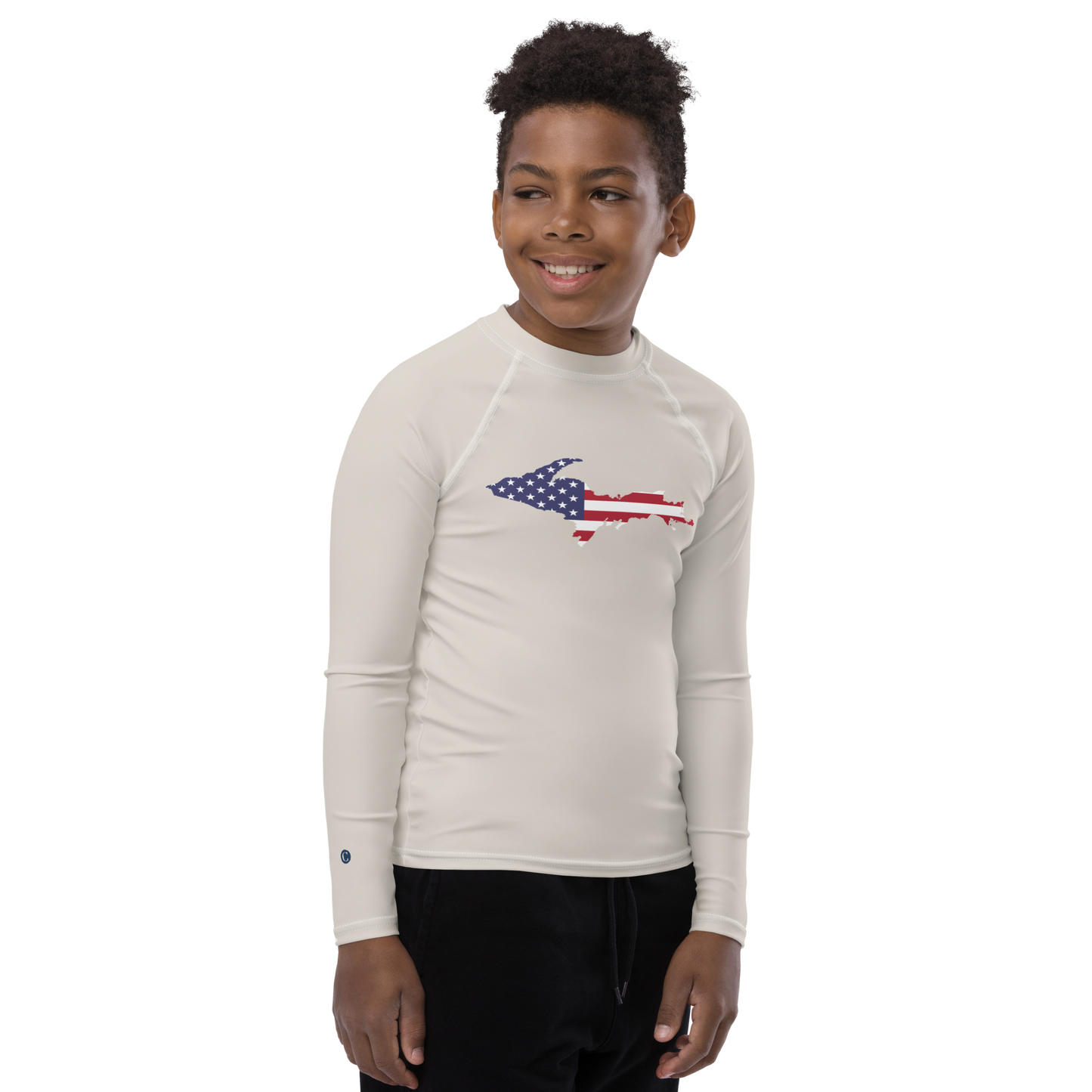 Michigan Upper Peninsula Rash Guard (w/ UP USA Flag) | Youth - Canvas Color