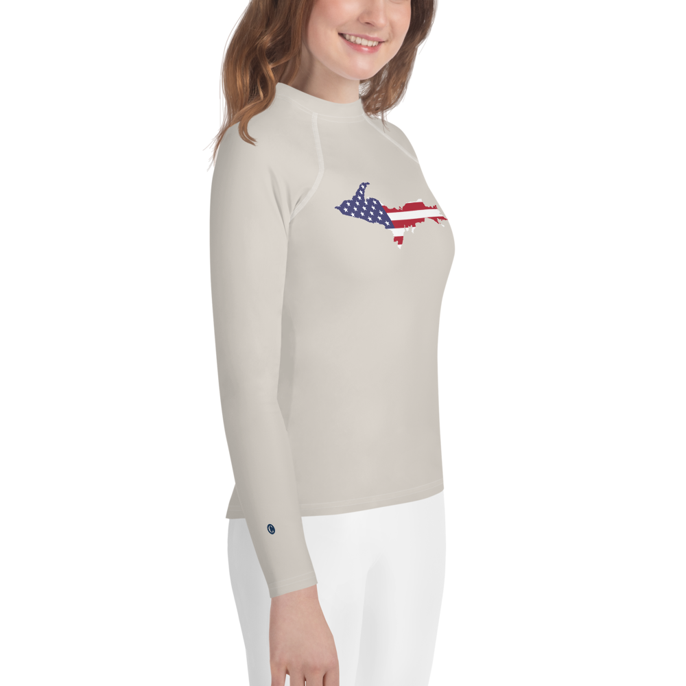 Michigan Upper Peninsula Rash Guard (w/ UP USA Flag) | Youth - Canvas Color