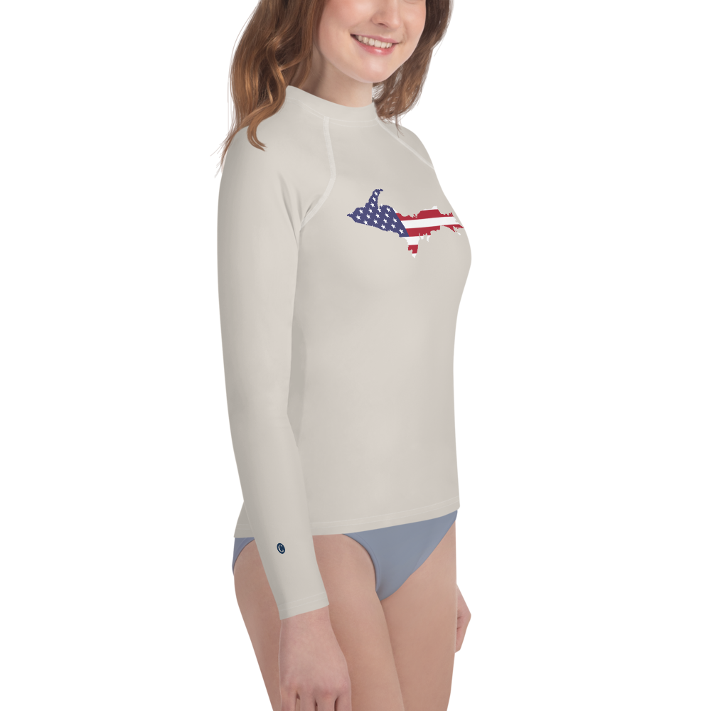 Michigan Upper Peninsula Rash Guard (w/ UP USA Flag) | Youth - Canvas Color