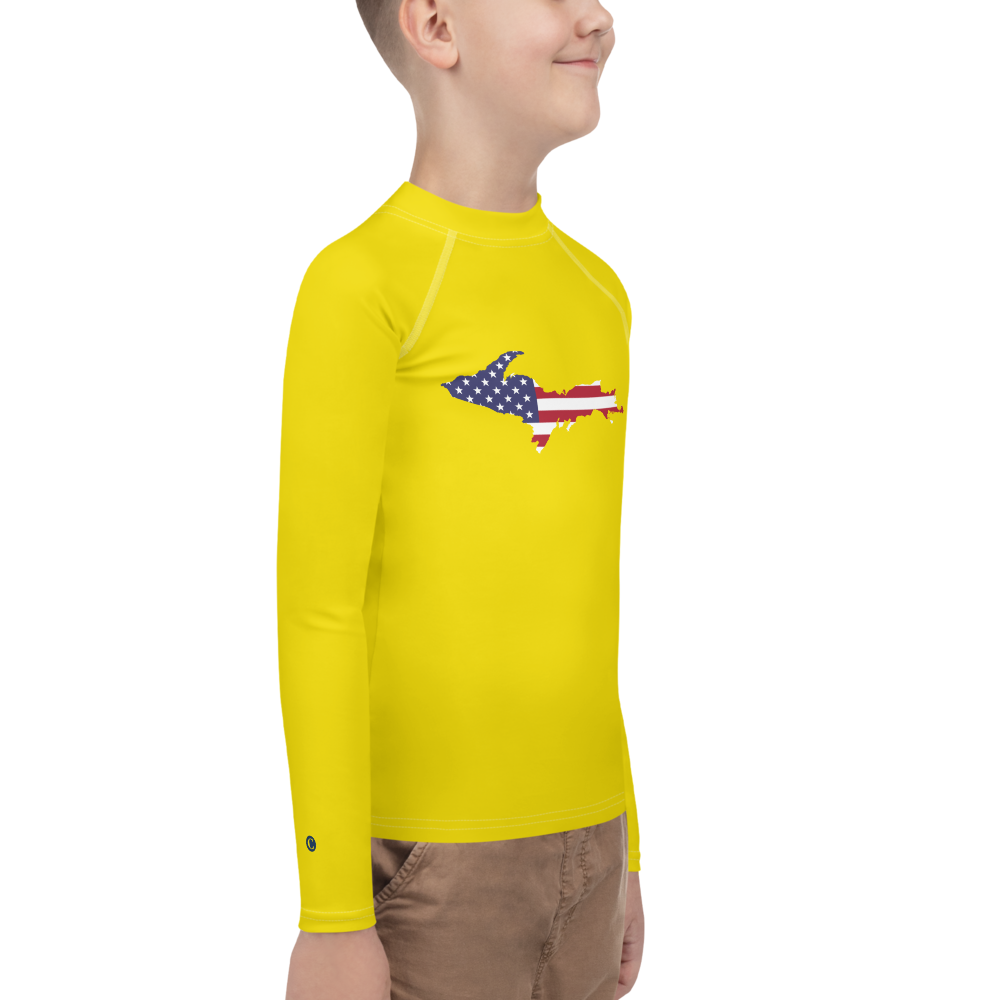 Michigan Upper Peninsula Rash Guard (w/ UP USA Flag) | Youth - Gadsden Yellow