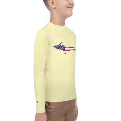 Michigan Upper Peninsula Rash Guard (w/ UP USA Flag) | Youth - Canary Yellow