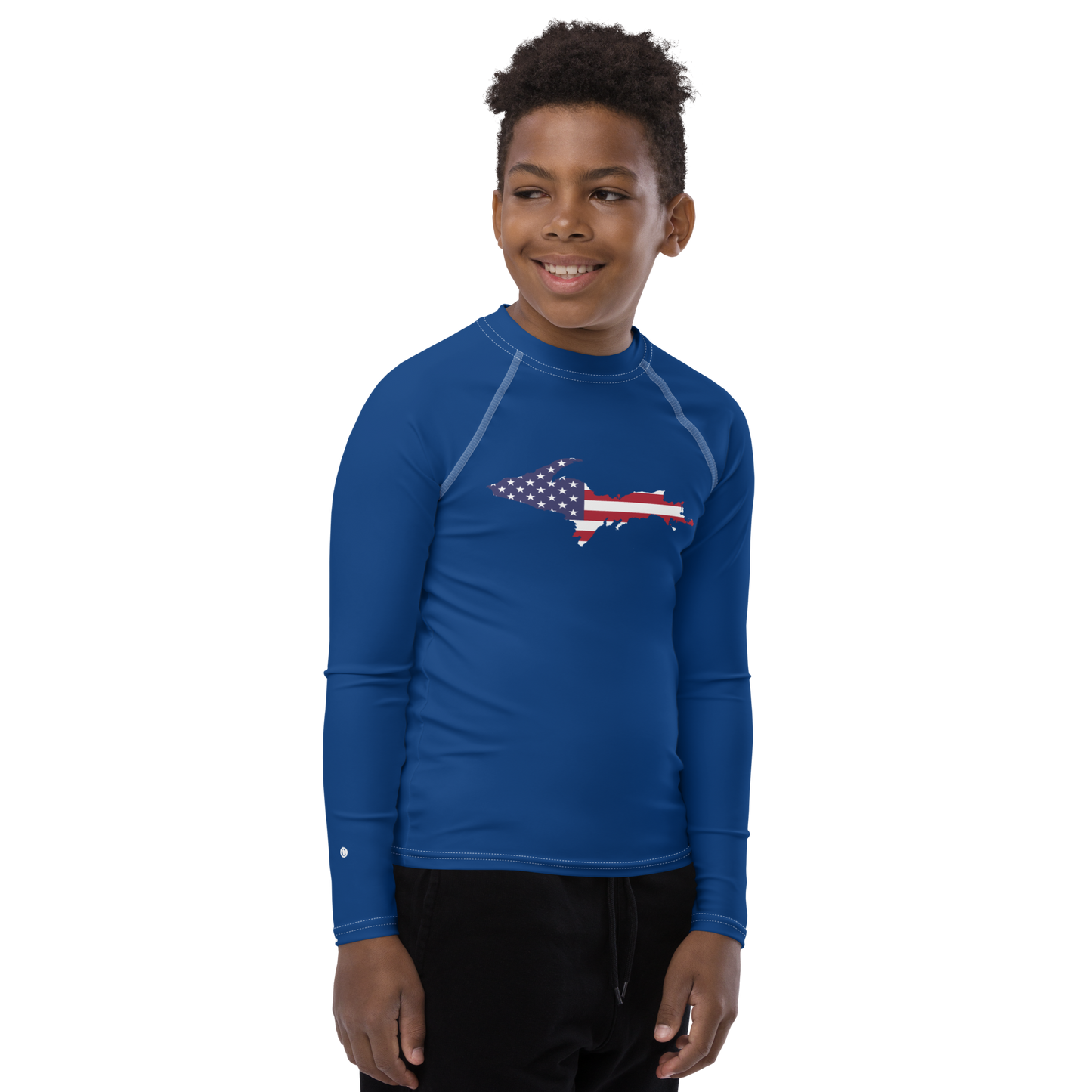 Michigan Upper Peninsula Rash Guard (w/ UP USA Flag) | Youth - Dearborn Blue