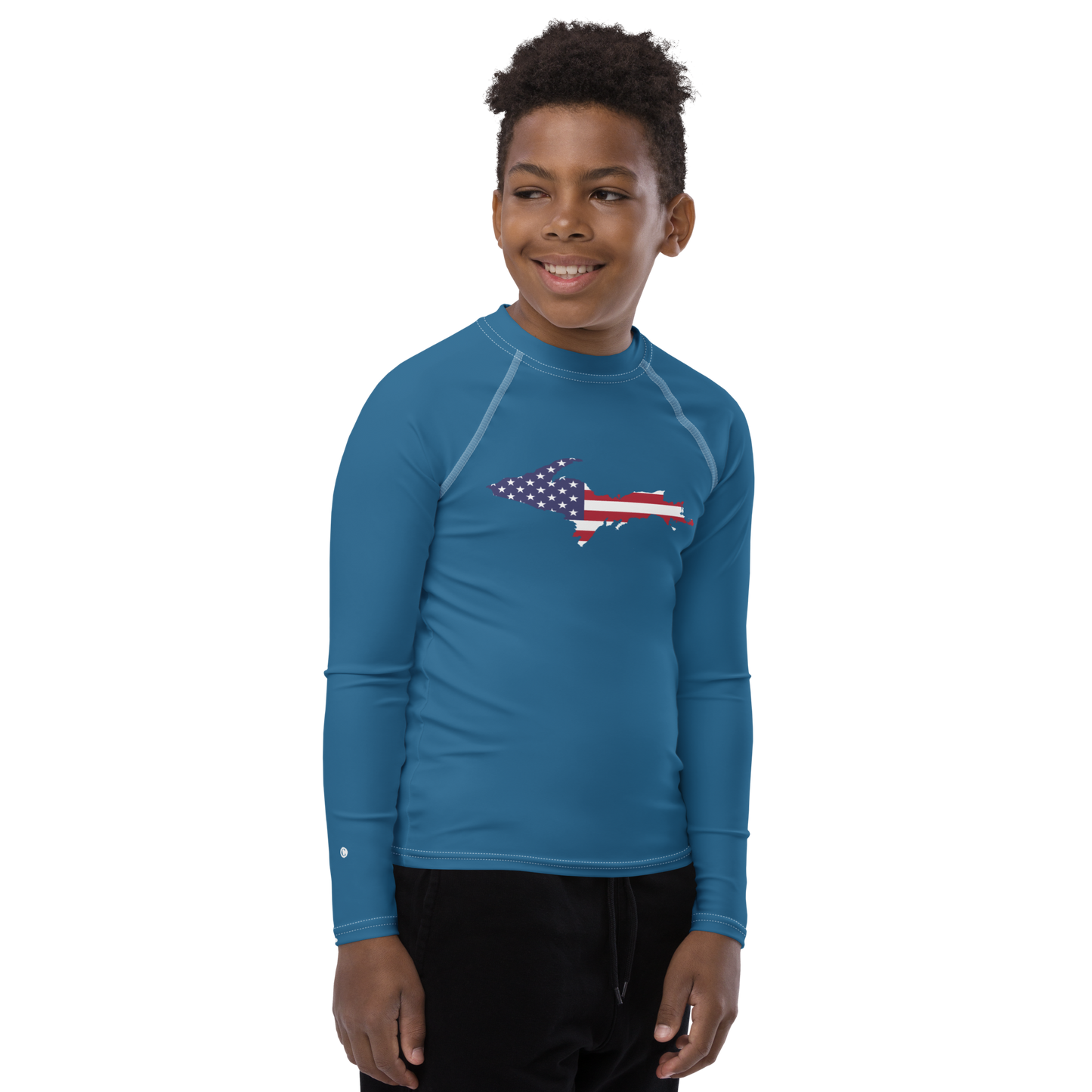 Michigan Upper Peninsula Rash Guard (w/ UP USA Flag) | Youth - Blueberry