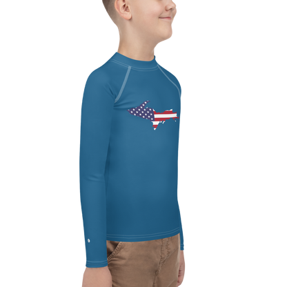 Michigan Upper Peninsula Rash Guard (w/ UP USA Flag) | Youth - Blueberry