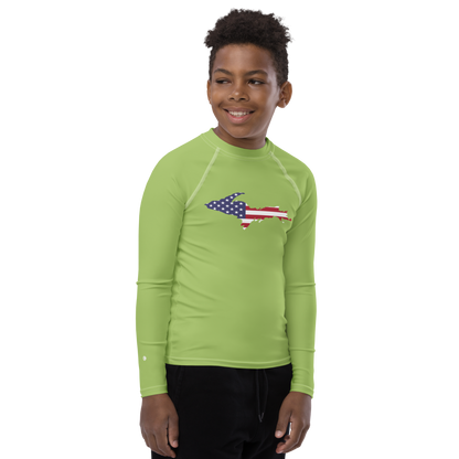 Michigan Upper Peninsula Rash Guard (w/ UP USA Flag) | Youth - Gooseberry Green