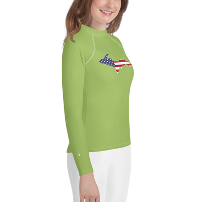 Michigan Upper Peninsula Rash Guard (w/ UP USA Flag) | Youth - Gooseberry Green