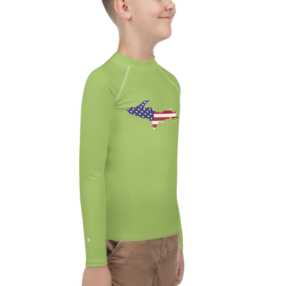 Michigan Upper Peninsula Rash Guard (w/ UP USA Flag) | Youth - Gooseberry Green