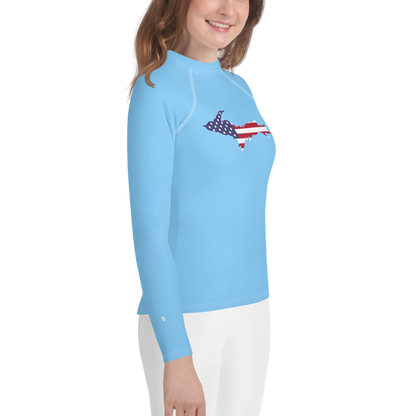 Michigan Upper Peninsula Rash Guard (w/ UP USA Flag) | Youth - DTW Blue