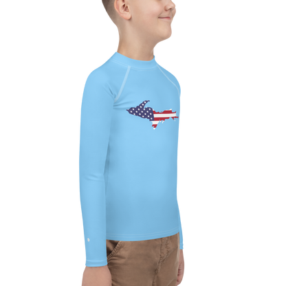 Michigan Upper Peninsula Rash Guard (w/ UP USA Flag) | Youth - DTW Blue