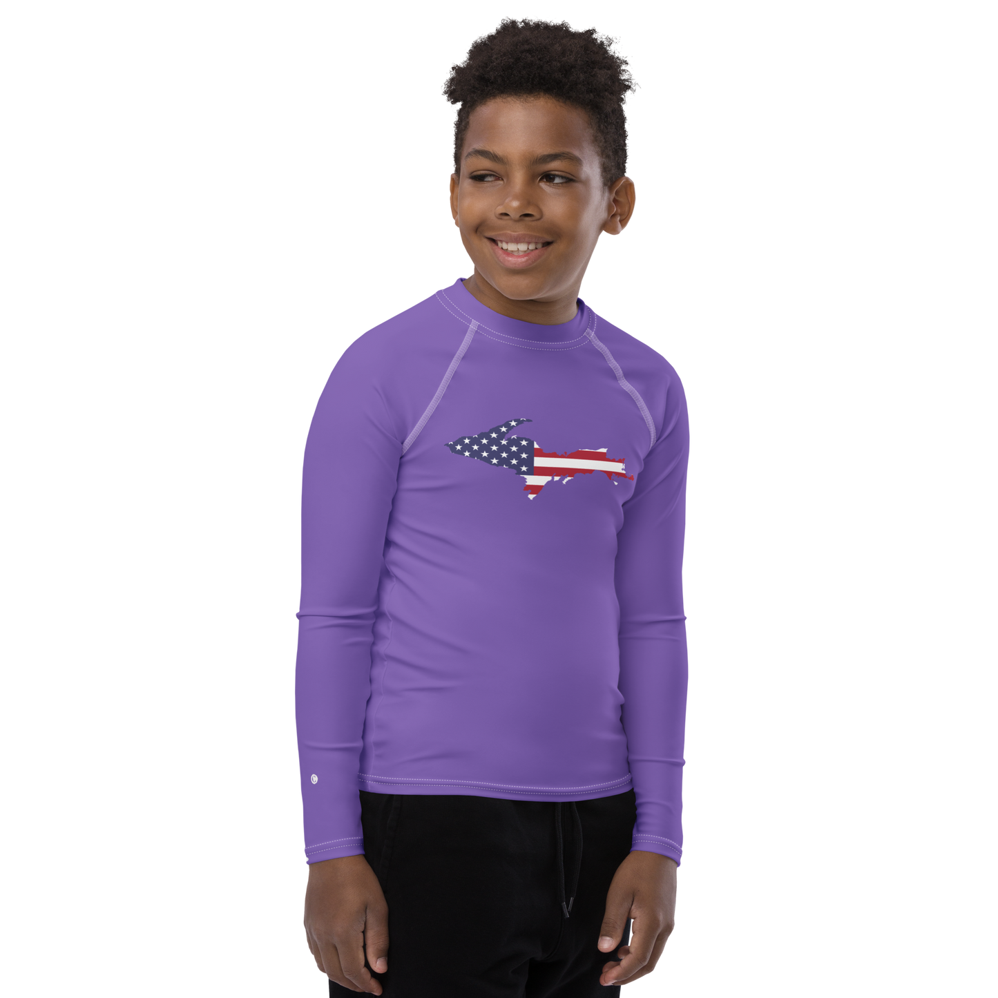 Michigan Upper Peninsula Rash Guard (w/ UP USA Flag) | Youth - Lake Iris