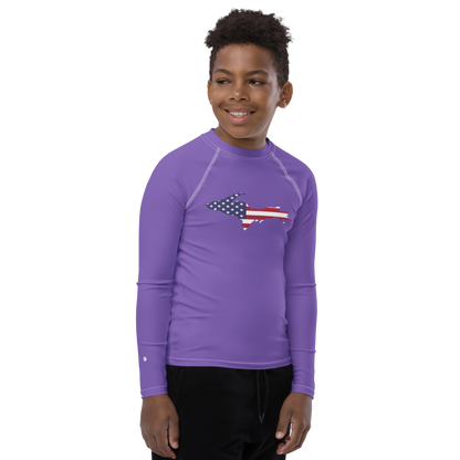 Michigan Upper Peninsula Rash Guard (w/ UP USA Flag) | Youth - Lake Iris