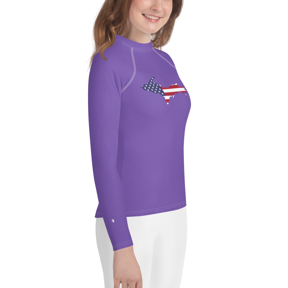 Michigan Upper Peninsula Rash Guard (w/ UP USA Flag) | Youth - Lake Iris