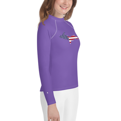 Michigan Upper Peninsula Rash Guard (w/ UP USA Flag) | Youth - Lake Iris