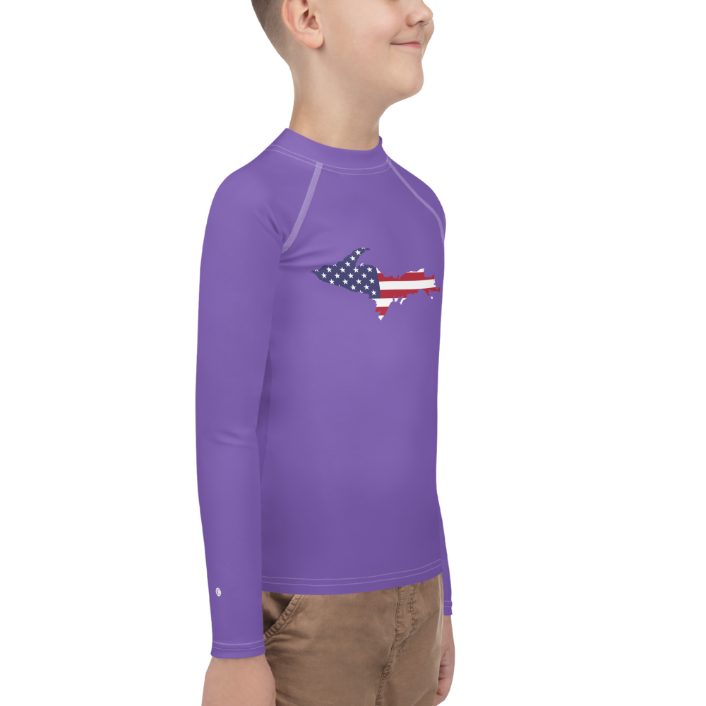 Michigan Upper Peninsula Rash Guard (w/ UP USA Flag) | Youth - Lake Iris