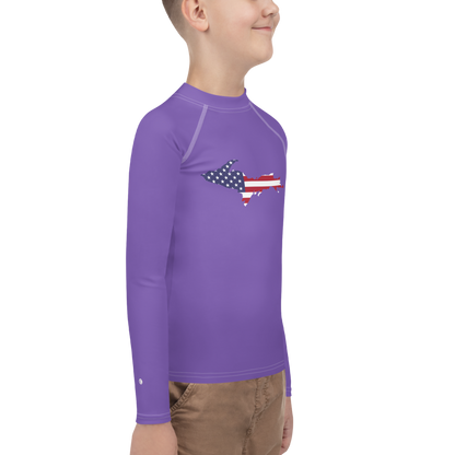 Michigan Upper Peninsula Rash Guard (w/ UP USA Flag) | Youth - Lake Iris