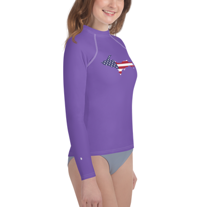 Michigan Upper Peninsula Rash Guard (w/ UP USA Flag) | Youth - Lake Iris