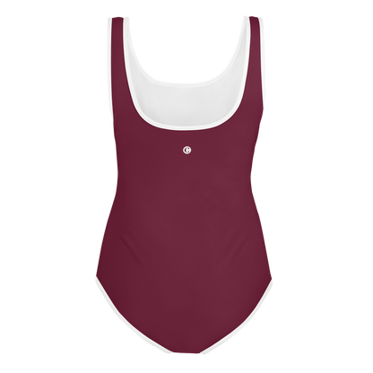 Michigan Upper Peninsula Youth Swimsuit (w/ UP Outline) | Old Mission Burgundy