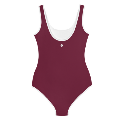 Michigan Upper Peninsula Youth Swimsuit (w/ UP Outline) | Old Mission Burgundy