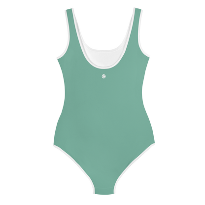 Michigan Upper Peninsula Youth Swimsuit (w/ UP Outline) | Metallic Mint Green