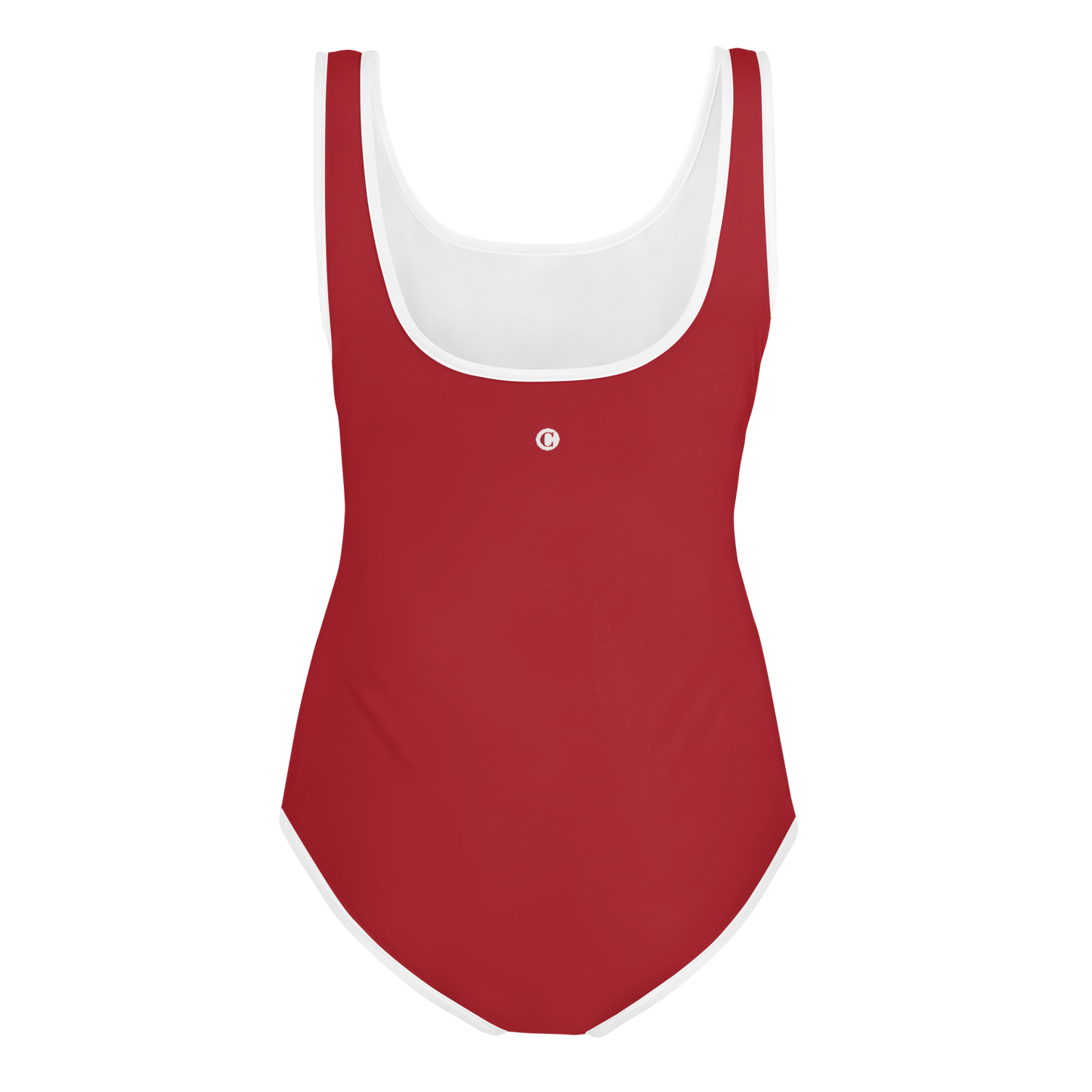 Michigan Upper Peninsula Youth Swimsuit (w/ UP Outline) | Thimbleberry Red