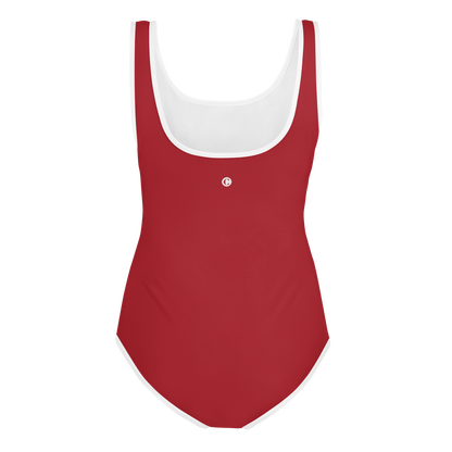 Michigan Upper Peninsula Youth Swimsuit (w/ UP Outline) | Thimbleberry Red