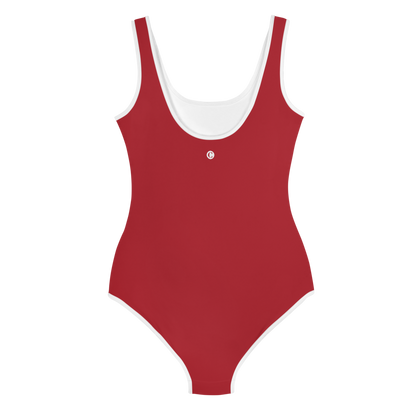 Michigan Upper Peninsula Youth Swimsuit (w/ UP Outline) | Thimbleberry Red