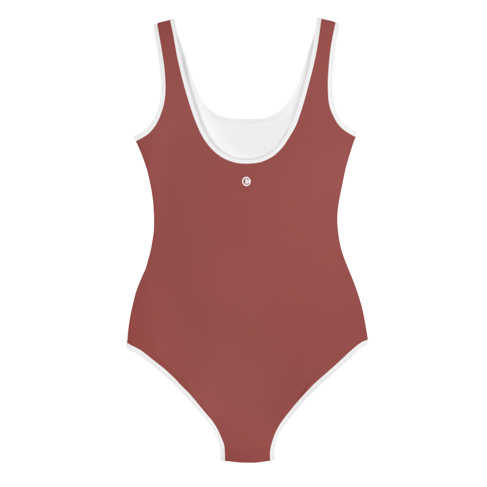 Michigan Upper Peninsula Youth Swimsuit (w/ UP Outline) | Ore Dock Red