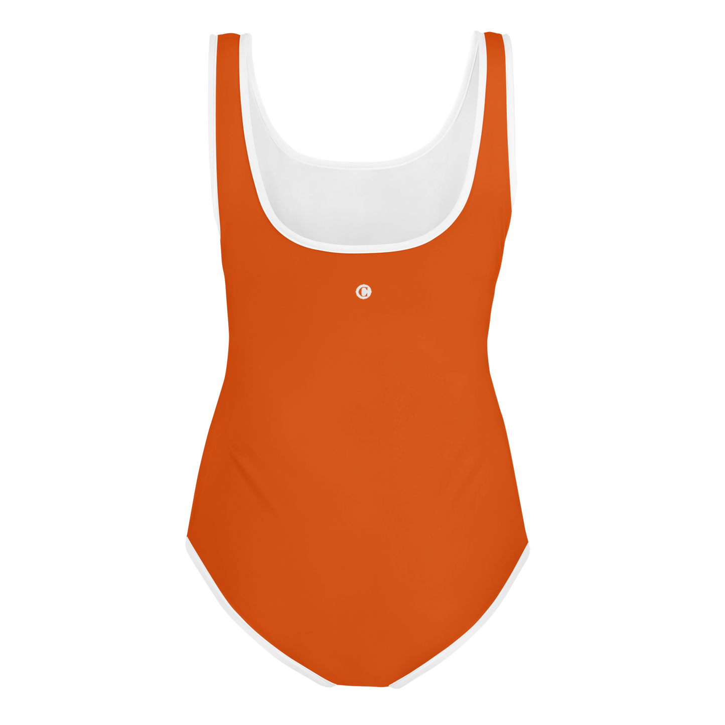 Michigan Upper Peninsula Youth Swimsuit (w/ UP Outline) | Maple Leaf Orange