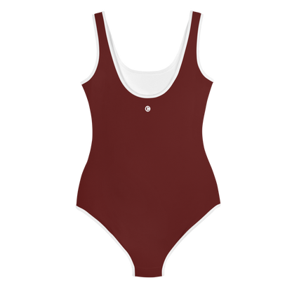 Michigan Upper Peninsula Youth Swimsuit (w/ UP Outline) | Cherrywood Color