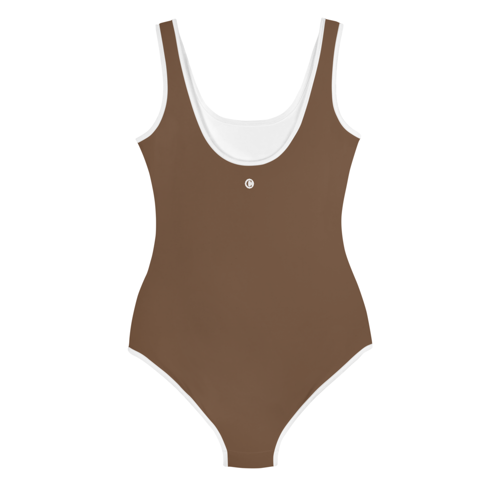 Michigan Upper Peninsula Youth Swimsuit (w/ UP Outline) | Coffee Color