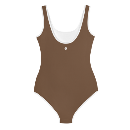 Michigan Upper Peninsula Youth Swimsuit (w/ UP Outline) | Coffee Color