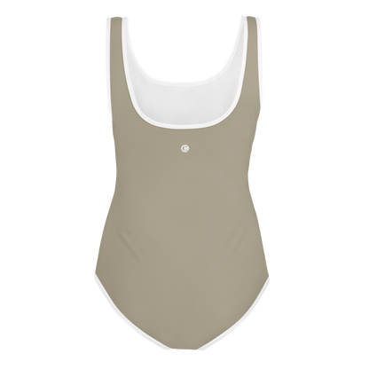 Michigan Upper Peninsula Youth Swimsuit (w/ UP Outline) | Petoskey Stone Beige