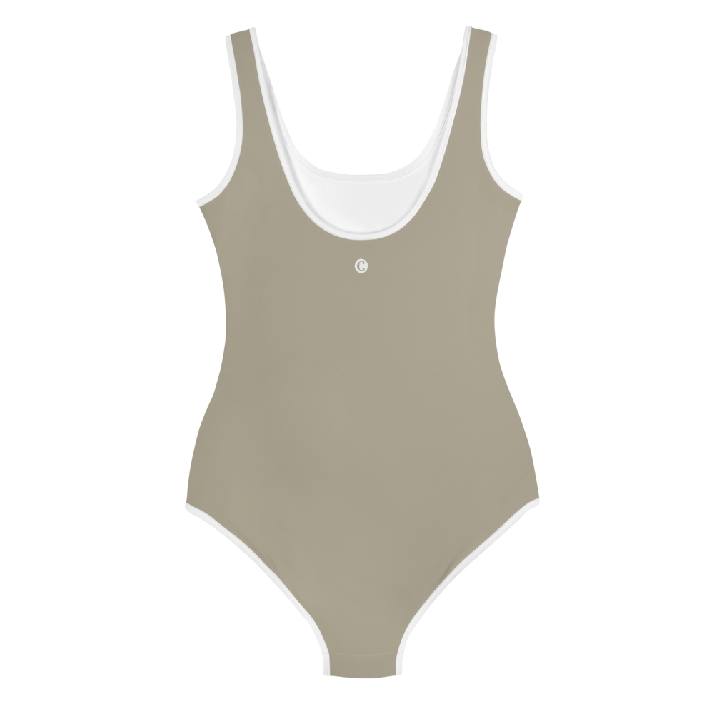 Michigan Upper Peninsula Youth Swimsuit (w/ UP Outline) | Petoskey Stone Beige