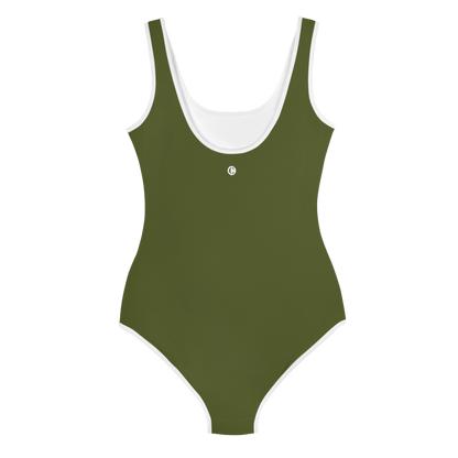 Michigan Upper Peninsula Youth Swimsuit (w/ UP Outline) | Army Green