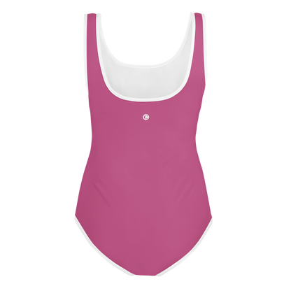 Michigan Upper Peninsula Youth Swimsuit (w/ UP Outline) | Apple Blossom Pink