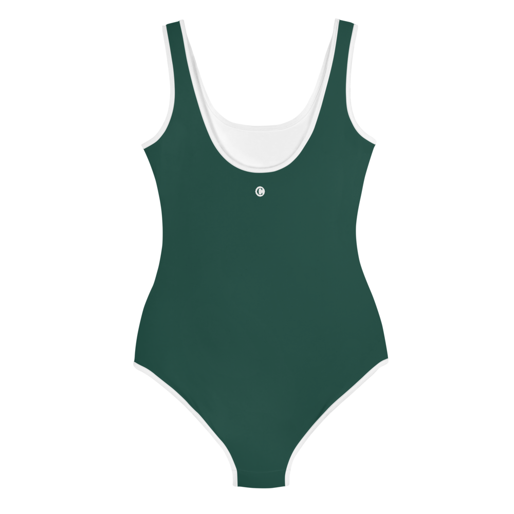 Michigan Upper Peninsula Youth Swimsuit (w/ UP Outline) | Laconic Green