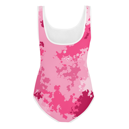 Michigan Upper Peninsula Youth Swimsuit (w/ UP Outline) | Pink Camo