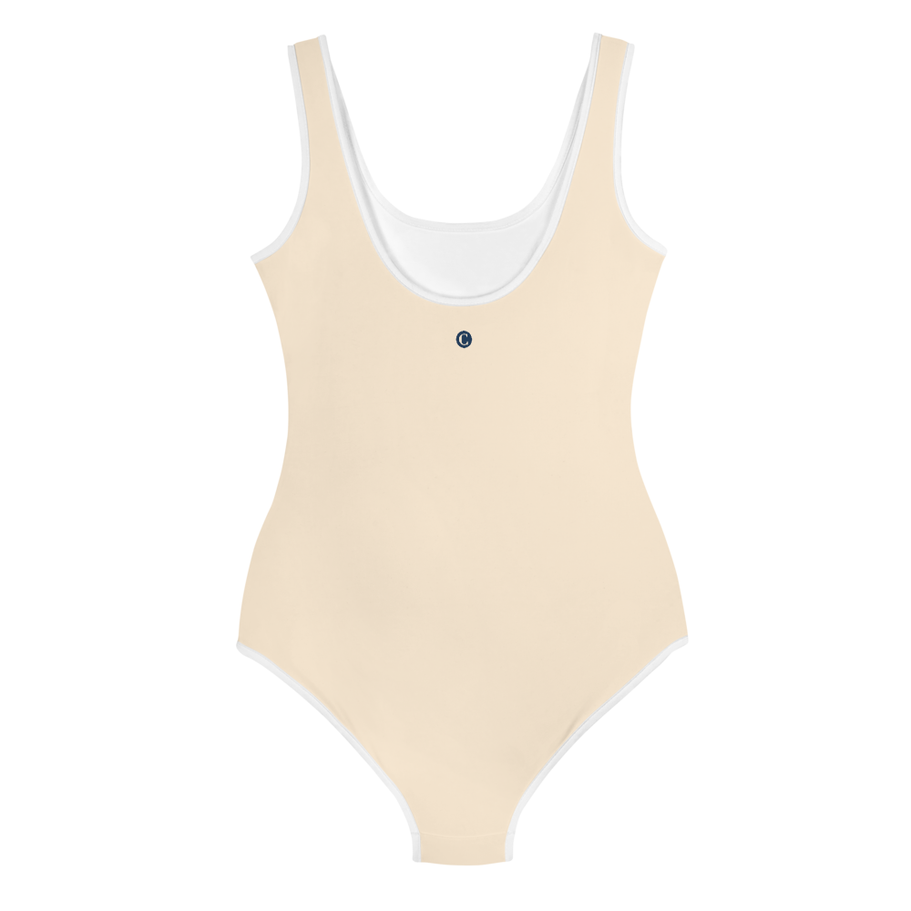 Michigan Upper Peninsula Youth Swimsuit (w/ UP Outline) | Champagne White